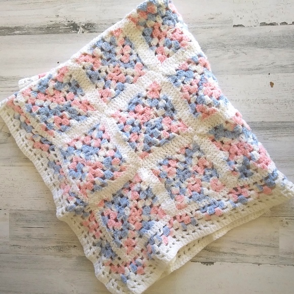 Other - Beautiful Handmade Pink, White and Blue Afghan